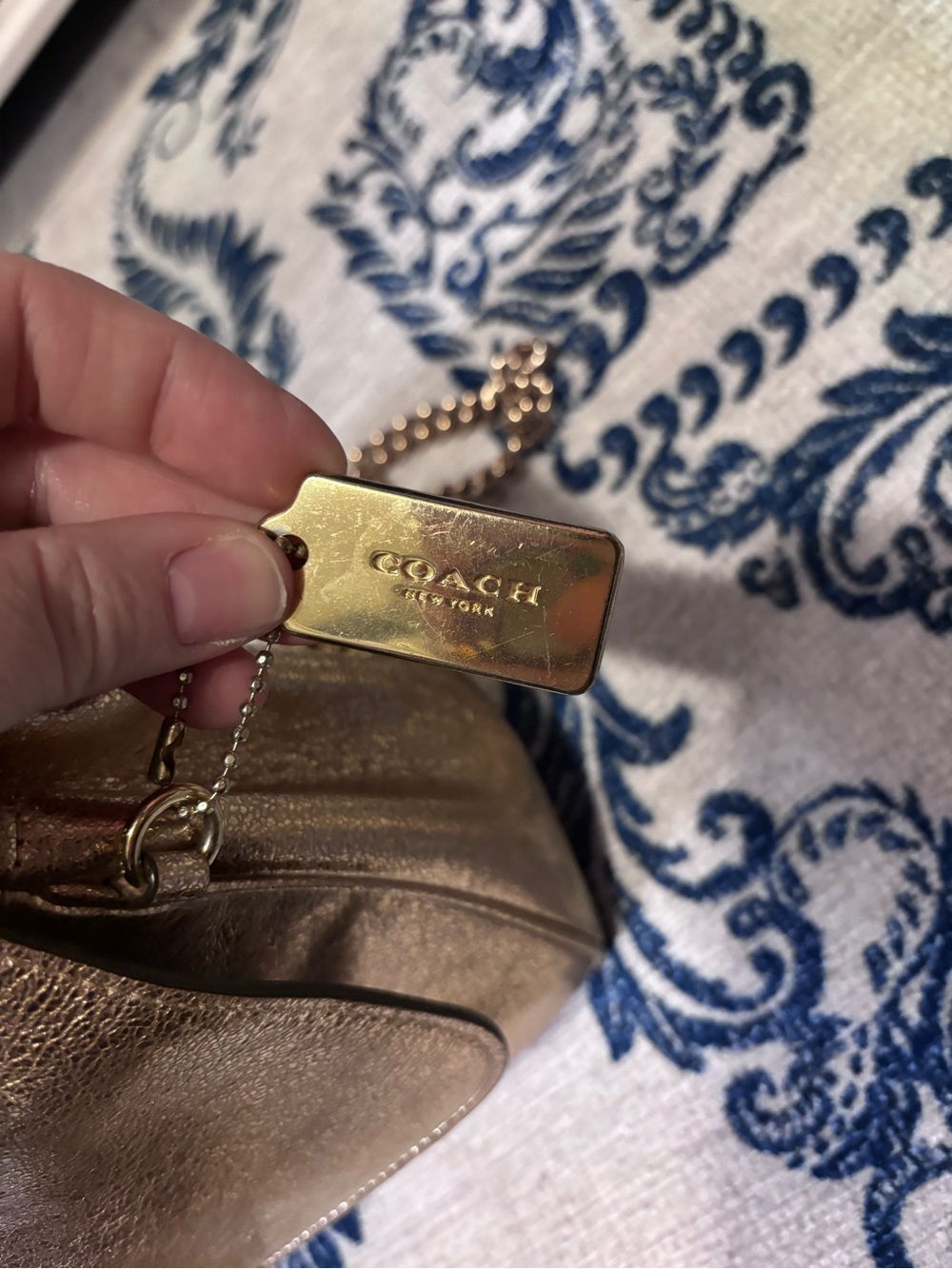 Coach Crinkle Metallic Leather Cassidy Crossbody Bag in Rose Gold - Picture 13 of 14